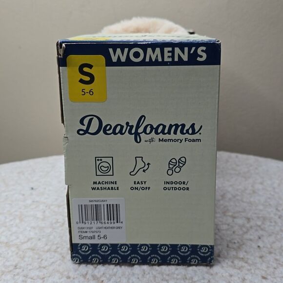 Dearfoams w/ Memory Foam - Women's Slippers, Light Heather Grey, NEW in Box - Picture 3 of 6